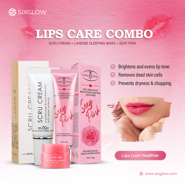 Lips Care Combo -Scru Cream+Laneige Sleeping mask+Sexy Pink