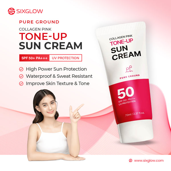 Pure Ground Collagen Pink Tone Up Sun Cream SPF50+ UV Protection 70ML